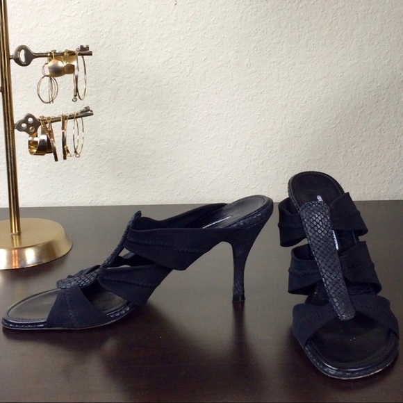 Donald J Pliner Black Textile & Leather Sandals - Picture 2 of 5